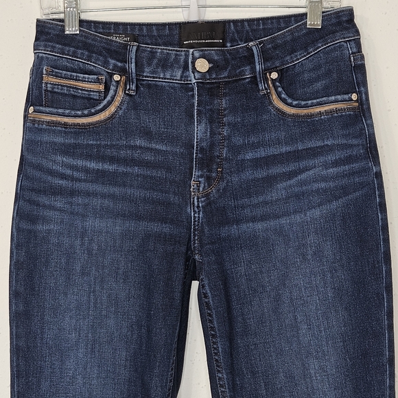 White House Black Market High-Rise Sculpt Straight Jean with Faux Leather Trim - Picture 5 of 16